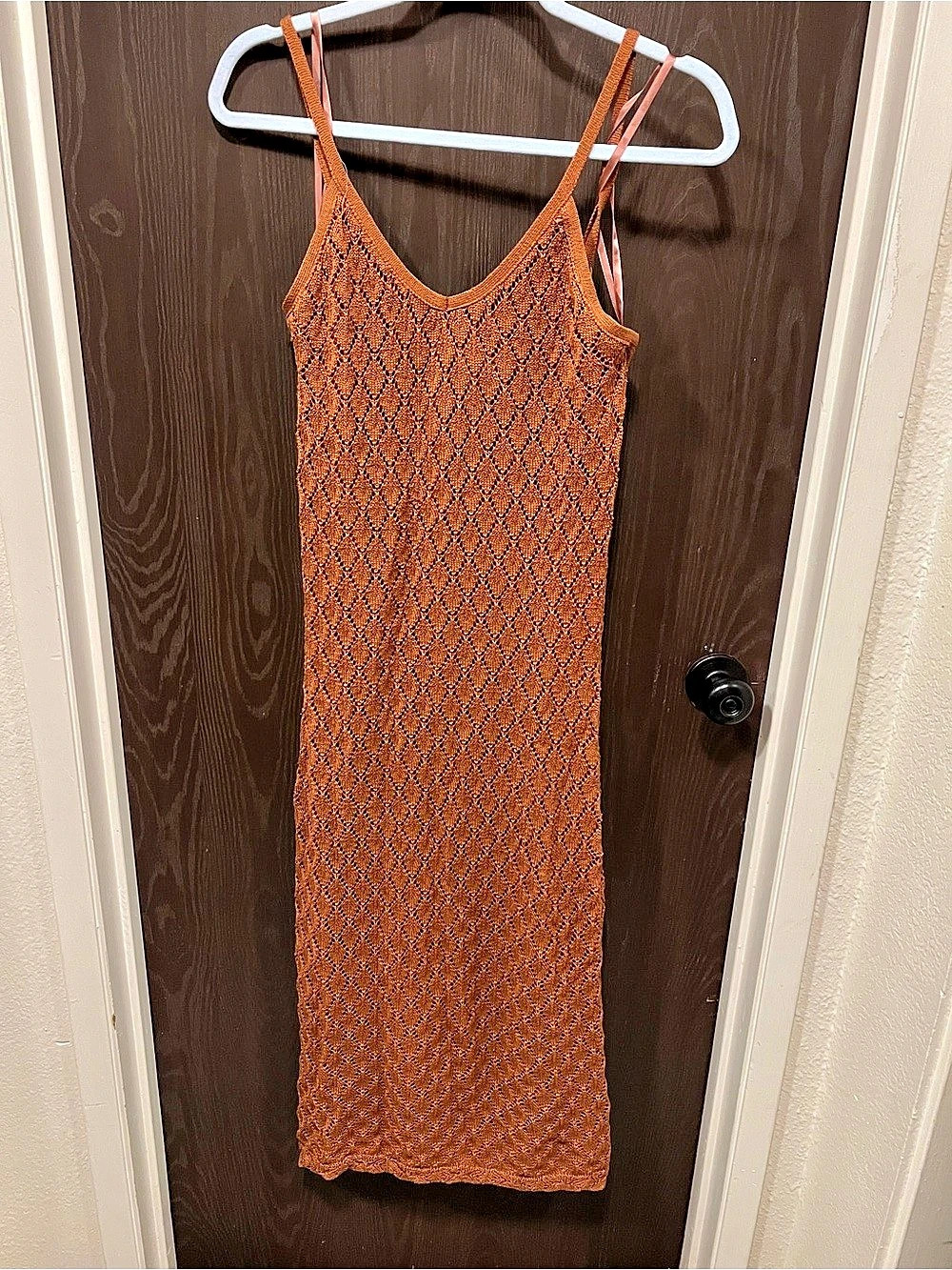 And Now This Brand Dusty Orange Crochet Maxi Dress Like New